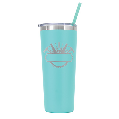 22 oz Personalized Construction Tumbler - Laser Engraved