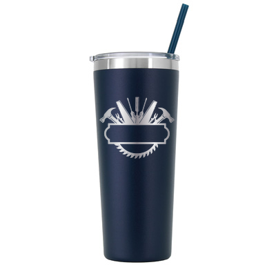 22 oz Personalized Construction Tumbler - Laser Engraved