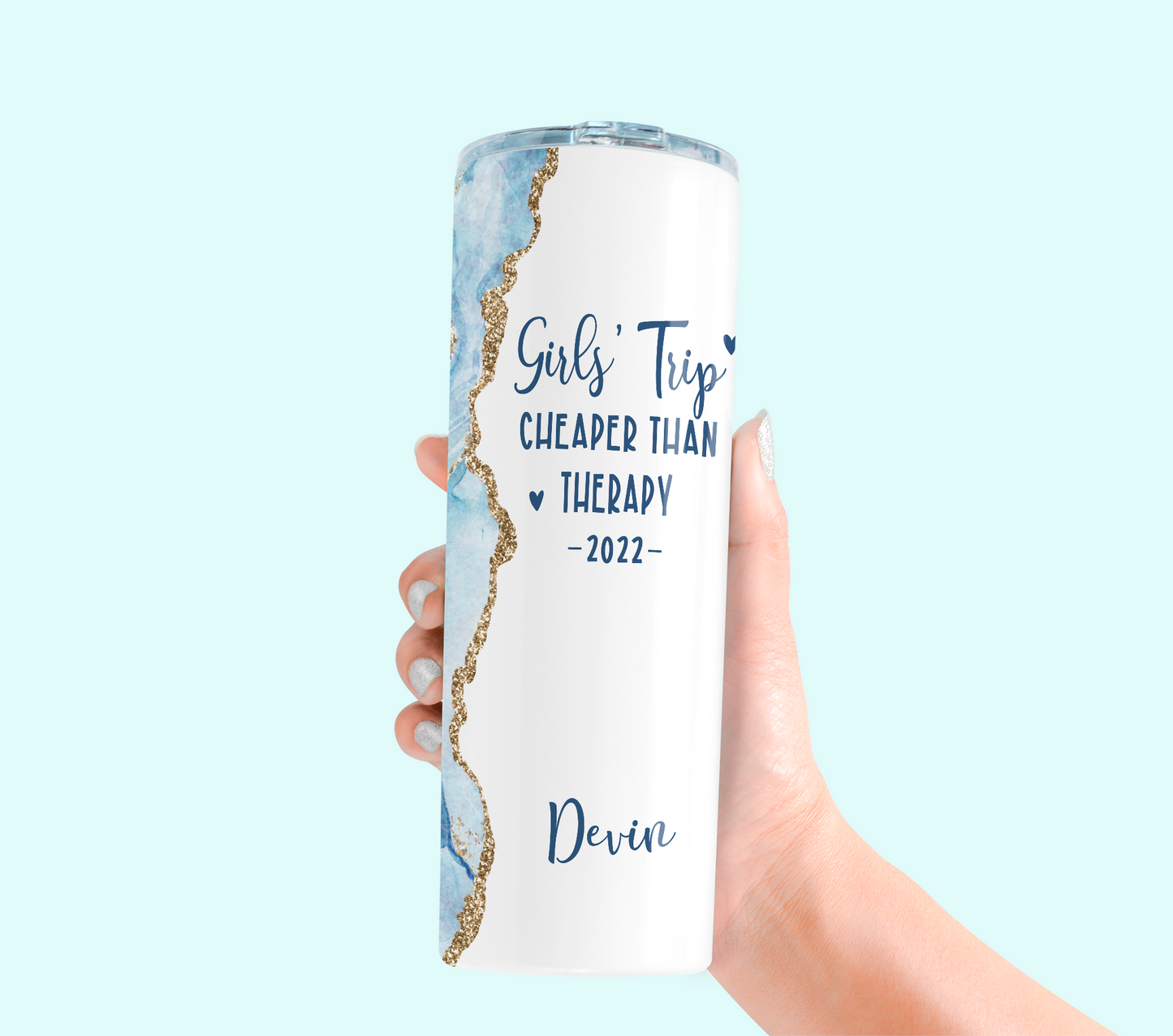 20 oz Personalized Girl's Trip Cheaper Than Therapy Tumbler