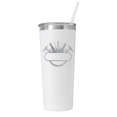 22 oz Personalized Construction Tumbler - Laser Engraved