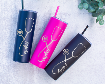Vaso de estetoscopio de enfermera personalizado de 20 oz - Grabado con láser