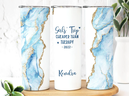 Vaso de 20 oz personalizado Girl's Trip Cheaper Than Therapy