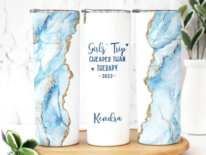 20 oz Personalized Girl's Trip Cheaper Than Therapy Tumbler – Avito