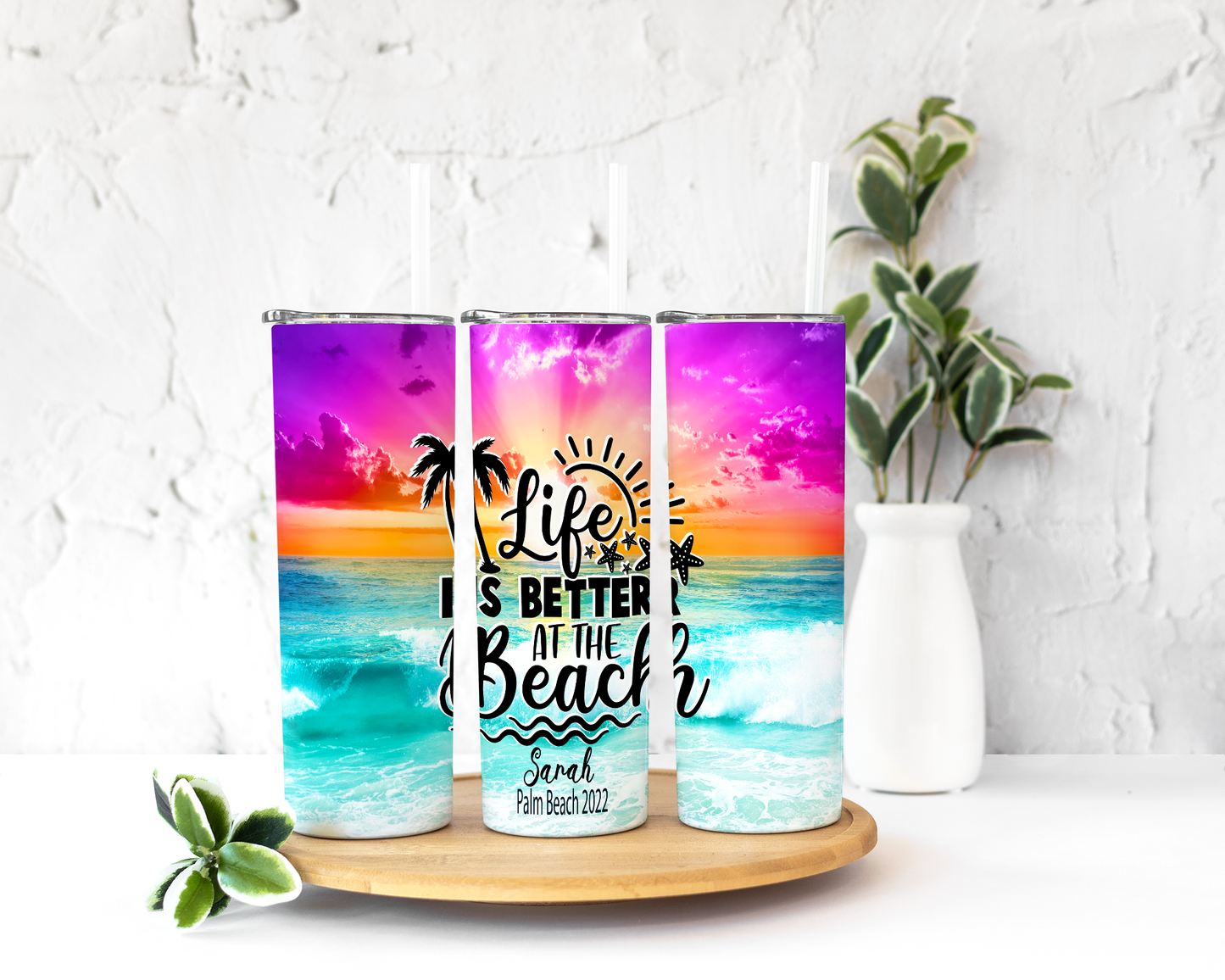 Vaso de playa personalizado de 20 oz